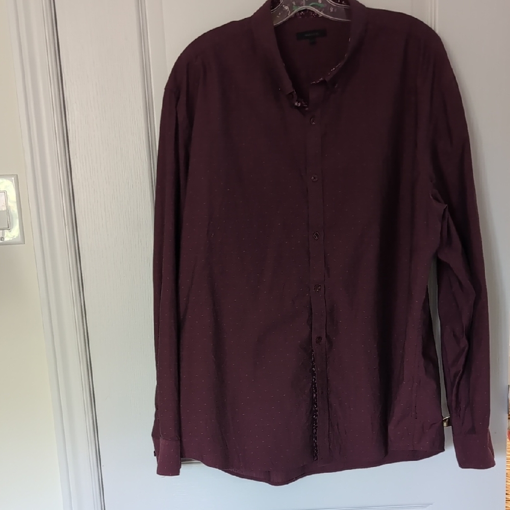 RW&CO. Men's Casual Button Down Shirt - Burgundy